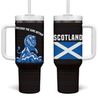 Scotland Lion Tumbler With Handle with Blue and White Saltire and Tartan Pattern - Wonder Print Shop