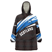 Scotland Lion Wearable Blanket Hoodie with Blue and White Saltire and Tartan Pattern - Wonder Print Shop