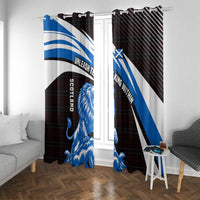 Scotland Lion Window Curtain with Blue and White Saltire and Tartan Pattern - Wonder Print Shop