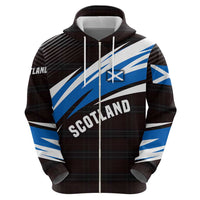 Scotland Lion Zip Hoodie with Blue and White Saltire and Tartan Pattern - Wonder Print Shop
