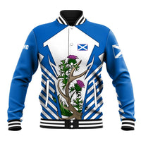 Scotland Thistle and Saltire Baseball Jacket with Blue and White National Design - Wonder Print Shop