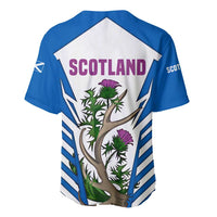Scotland Thistle and Saltire Baseball Jersey with Blue and White National Design - Wonder Print Shop