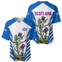 Scotland Thistle and Saltire Baseball Jersey with Blue and White National Design - Wonder Print Shop