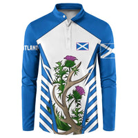 Scotland Thistle and Saltire Button Sweatshirt with Blue and White National Design - Wonder Print Shop