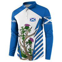 Scotland Thistle and Saltire Button Sweatshirt with Blue and White National Design - Wonder Print Shop