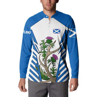 Scotland Thistle and Saltire Button Sweatshirt with Blue and White National Design - Wonder Print Shop