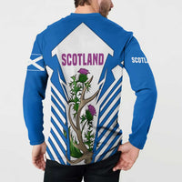 Scotland Thistle and Saltire Button Sweatshirt with Blue and White National Design - Wonder Print Shop