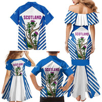 Scotland Thistle and Saltire Family Matching Mermaid Dress and Hawaiian Shirt with Blue and White National Design - Wonder Print Shop