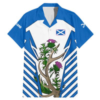 Scotland Thistle and Saltire Family Matching Mermaid Dress and Hawaiian Shirt with Blue and White National Design - Wonder Print Shop