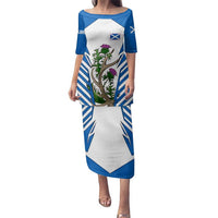 Scotland Thistle and Saltire Family Matching Puletasi and Hawaiian Shirt with Blue and White National Design - Wonder Print Shop