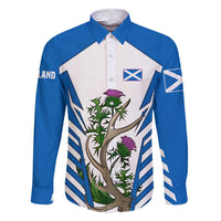 Scotland Thistle and Saltire Family Matching Short Sleeve Bodycon Dress and Hawaiian Shirt with Blue and White National Design - Wonder Print Shop