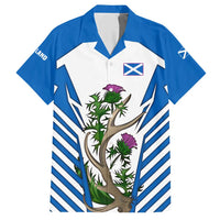 Scotland Thistle and Saltire Hawaiian Shirt with Blue and White National Design - Wonder Print Shop