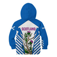 Scotland Thistle and Saltire Kid Hoodie with Blue and White National Design - Wonder Print Shop