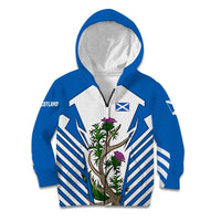 Scotland Thistle and Saltire Kid Hoodie with Blue and White National Design - Wonder Print Shop