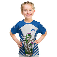 Scotland Thistle and Saltire Kid T Shirt with Blue and White National Design - Wonder Print Shop