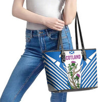 Scotland Thistle and Saltire Leather Tote Bag with Blue and White National Design - Wonder Print Shop