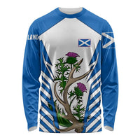 Scotland Thistle and Saltire Long Sleeve Shirt with Blue and White National Design - Wonder Print Shop