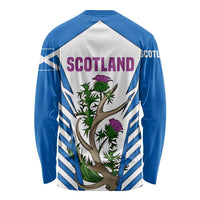 Scotland Thistle and Saltire Long Sleeve Shirt with Blue and White National Design - Wonder Print Shop