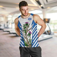 Scotland Thistle and Saltire Men Tank Top with Blue and White National Design - Wonder Print Shop