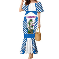 Scotland Thistle and Saltire Mermaid Dress with Blue and White National Design - Wonder Print Shop