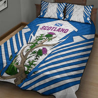 Scotland Thistle and Saltire Quilt Bed Set with Blue and White National Design - Wonder Print Shop
