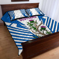 Scotland Thistle and Saltire Quilt Bed Set with Blue and White National Design - Wonder Print Shop