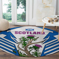 Scotland Thistle and Saltire Round Carpet with Blue and White National Design - Wonder Print Shop