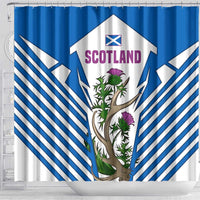 Scotland Thistle and Saltire Shower Curtain with Blue and White National Design - Wonder Print Shop