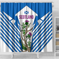 Scotland Thistle and Saltire Shower Curtain with Blue and White National Design - Wonder Print Shop