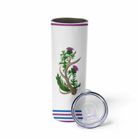 Scotland Thistle and Saltire Skinny Tumbler with Blue and White National Design - Wonder Print Shop