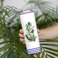 Scotland Thistle and Saltire Skinny Tumbler with Blue and White National Design - Wonder Print Shop