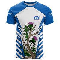 Scotland Thistle and Saltire T Shirt with Blue and White National Design - Wonder Print Shop