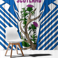Scotland Thistle and Saltire Window Curtain with Blue and White National Design - Wonder Print Shop