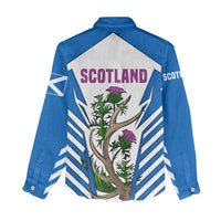 Scotland Thistle and Saltire Women Casual Shirt with Blue and White National Design - Wonder Print Shop