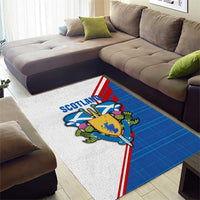 Scotland Blue Tartan Area Rug with Crest and Saltire Shield Design - Wonder Print Shop