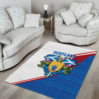 Scotland Blue Tartan Area Rug with Crest and Saltire Shield Design - Wonder Print Shop