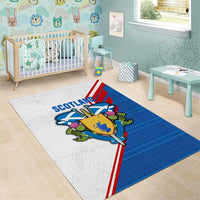 Scotland Blue Tartan Area Rug with Crest and Saltire Shield Design - Wonder Print Shop