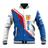 Scotland Blue Tartan Baseball Jacket with Crest and Saltire Shield Design - Wonder Print Shop