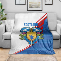 Scotland Blue Tartan Blanket with Crest and Saltire Shield Design - Wonder Print Shop