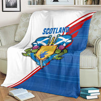 Scotland Blue Tartan Blanket with Crest and Saltire Shield Design - Wonder Print Shop