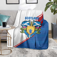Scotland Blue Tartan Blanket with Crest and Saltire Shield Design - Wonder Print Shop