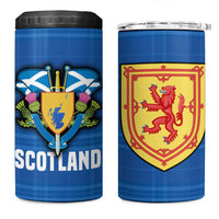 Scotland Blue Tartan 4 in 1 Can Cooler Tumbler with Crest and Saltire Shield Design - Wonder Print Shop