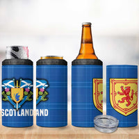 Scotland Blue Tartan 4 in 1 Can Cooler Tumbler with Crest and Saltire Shield Design - Wonder Print Shop