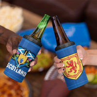 Scotland Blue Tartan 4 in 1 Can Cooler Tumbler with Crest and Saltire Shield Design - Wonder Print Shop