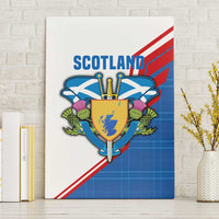 Scotland Blue Tartan Canvas Wall Art with Crest and Saltire Shield Design - Wonder Print Shop
