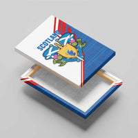 Scotland Blue Tartan Canvas Wall Art with Crest and Saltire Shield Design - Wonder Print Shop