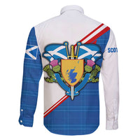Scotland Blue Tartan Family Matching Long Sleeve Bodycon Dress and Hawaiian Shirt with Crest and Saltire Shield Design - Wonder Print Shop