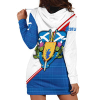 Scotland Blue Tartan Hoodie Dress with Crest and Saltire Shield Design - Wonder Print Shop