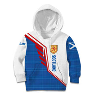 Scotland Blue Tartan Kid Hoodie with Crest and Saltire Shield Design - Wonder Print Shop