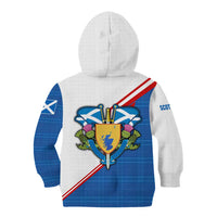 Scotland Blue Tartan Kid Hoodie with Crest and Saltire Shield Design - Wonder Print Shop